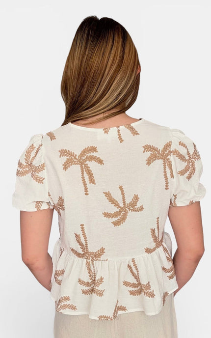 Back view of cotton gauze babydoll blouse