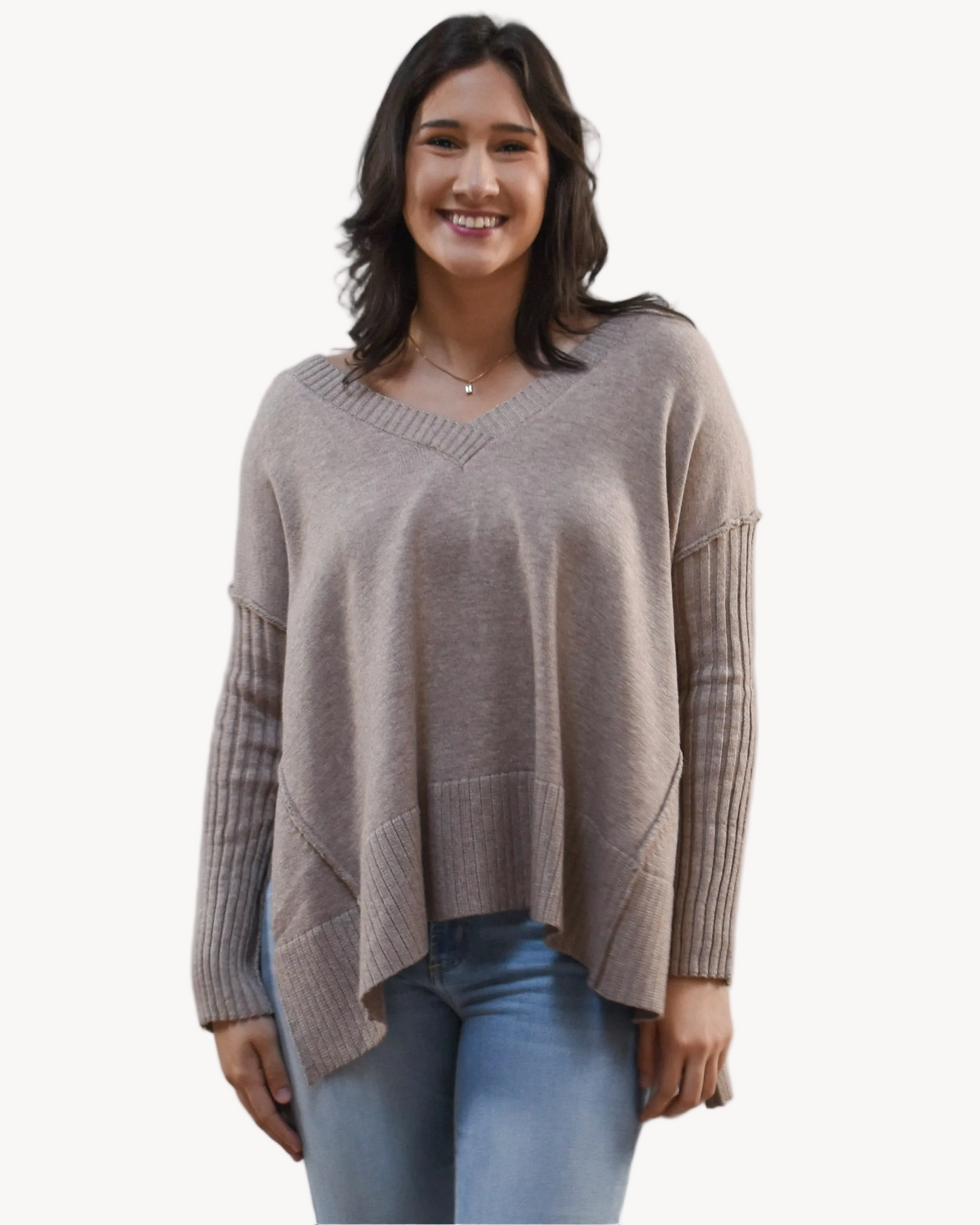 Pure Ease Ribbed V-Neck Tunic
