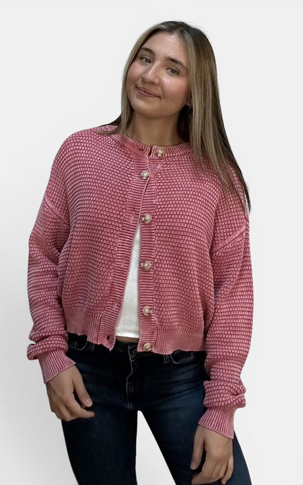 Rosewood Cable Knit Cardigan