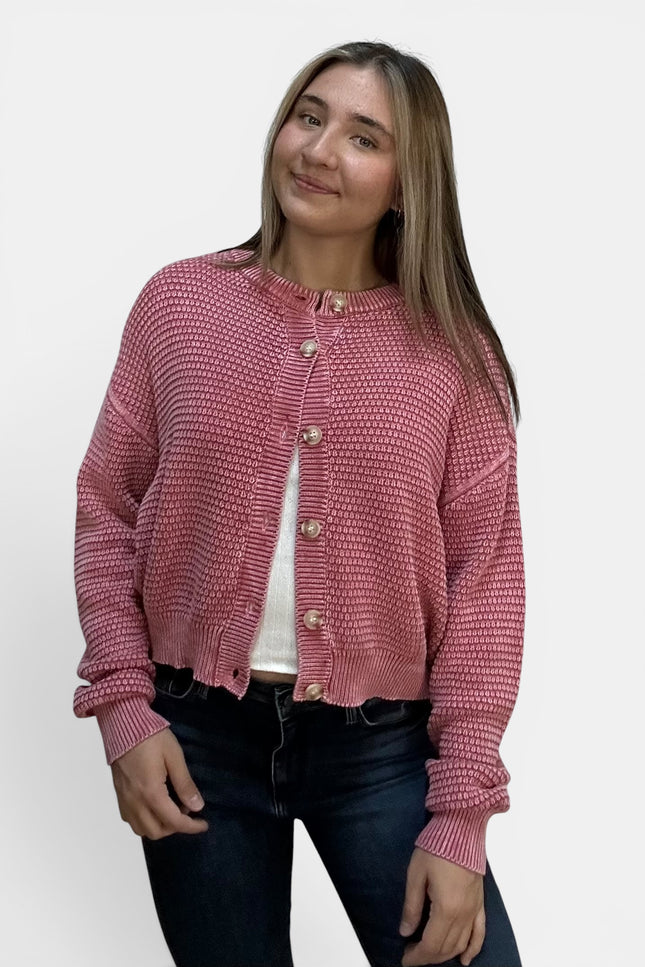 Rosewood Cable Knit Cardigan