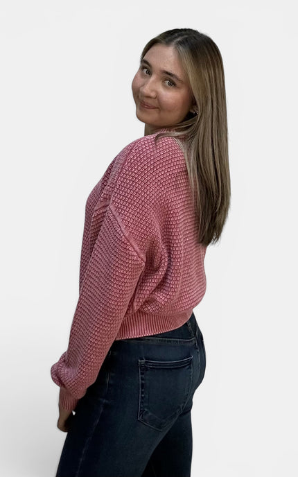 Rosewood Cable Knit Cardigan