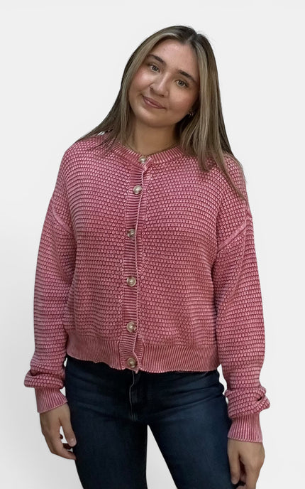 Rosewood Cable Knit Cardigan