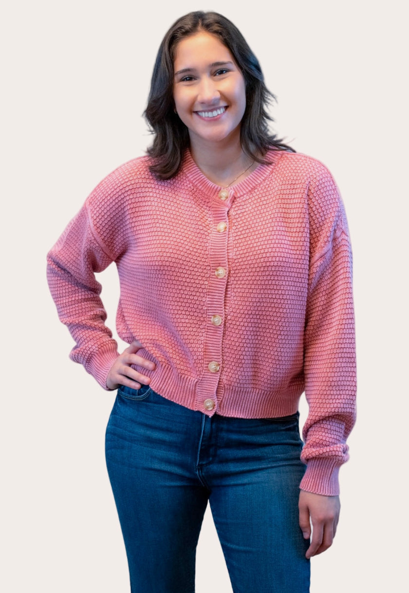 Rosewood Cable Knit Cardigan