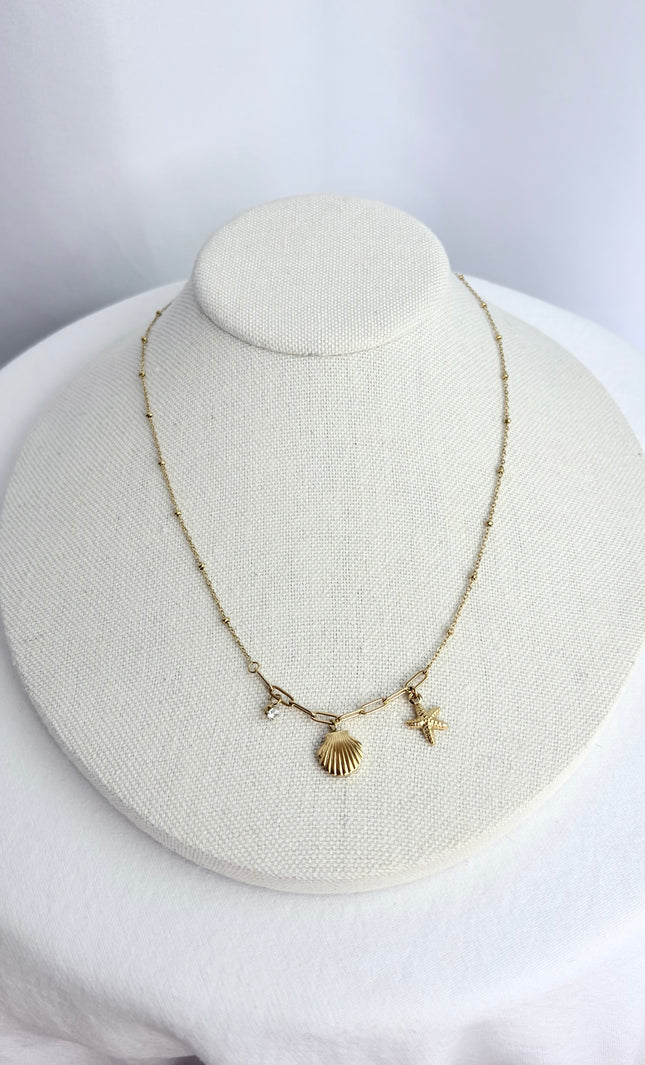 Starfish & Shell Charm Necklace