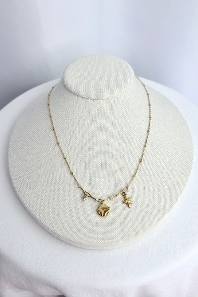 Starfish & Shell Charm Necklace