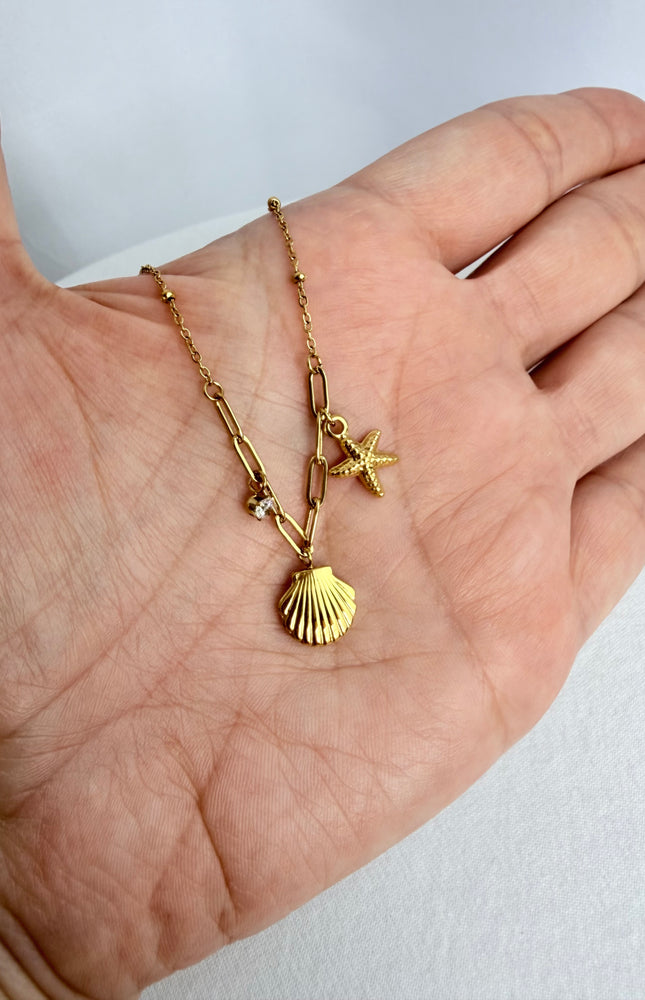 Starfish & Shell Charm Necklace