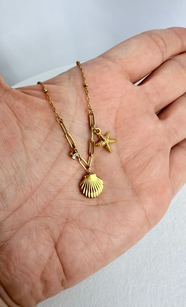 Starfish & Shell Charm Necklace