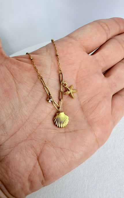 Starfish & Shell Charm Necklace