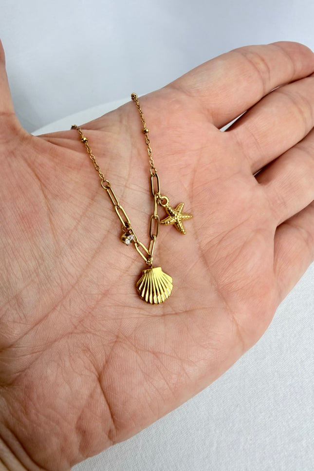 Starfish & Shell Charm Necklace