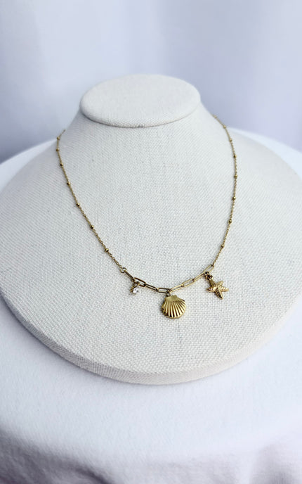 Starfish & Shell Charm Necklace