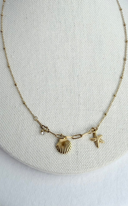 Starfish & Shell Charm Necklace