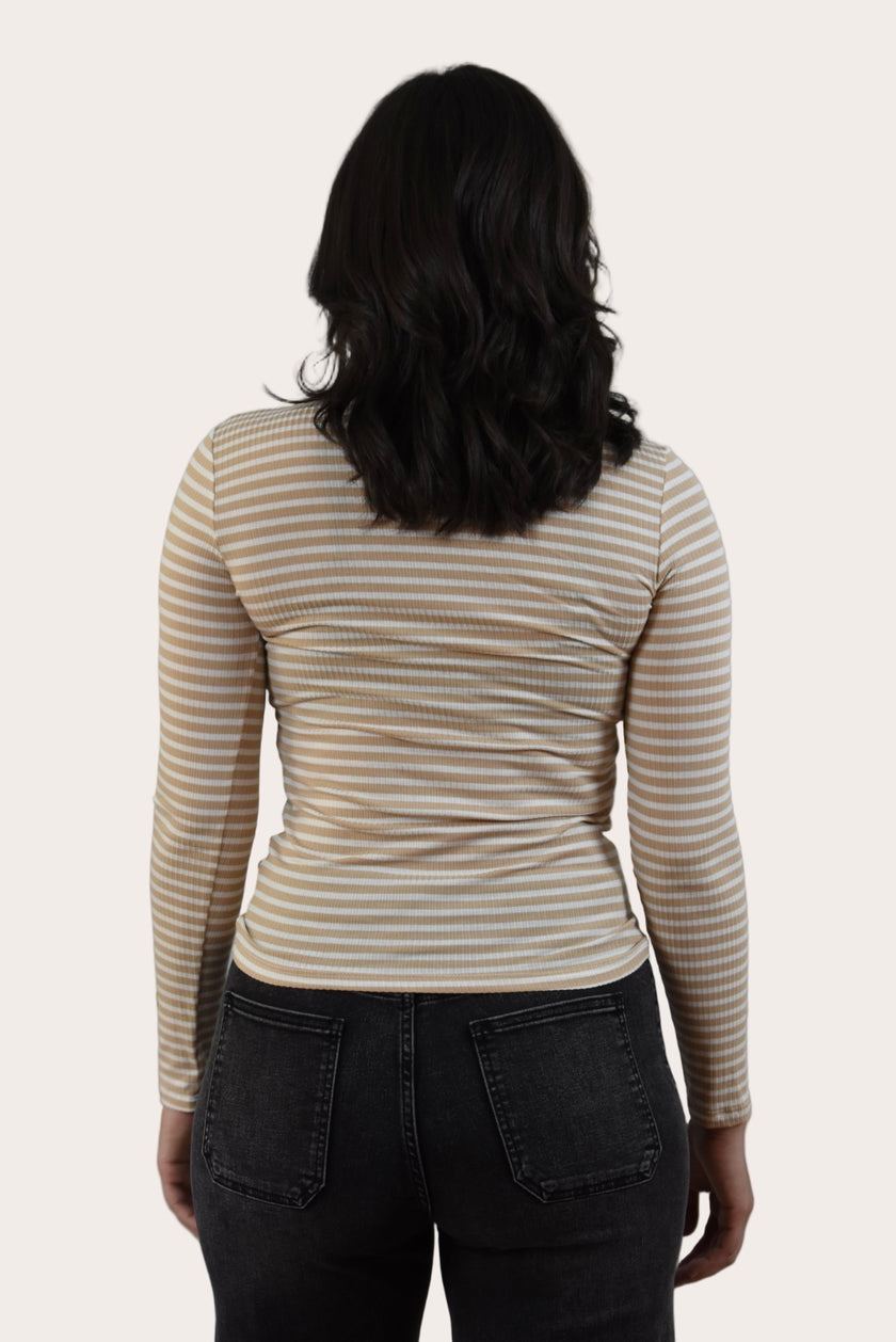 Striped Mock Neck Top
