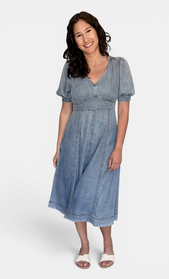 Floral Tencel midi dress for women front view