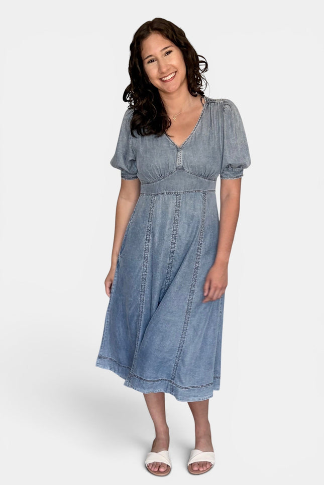 Floral Tencel midi dress for women front view