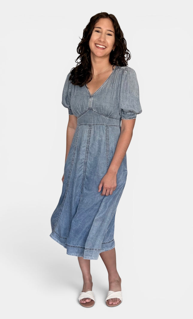 Floral Tencel midi dress for women front view