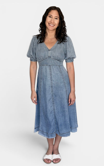 Floral Tencel midi dress V-neck detail