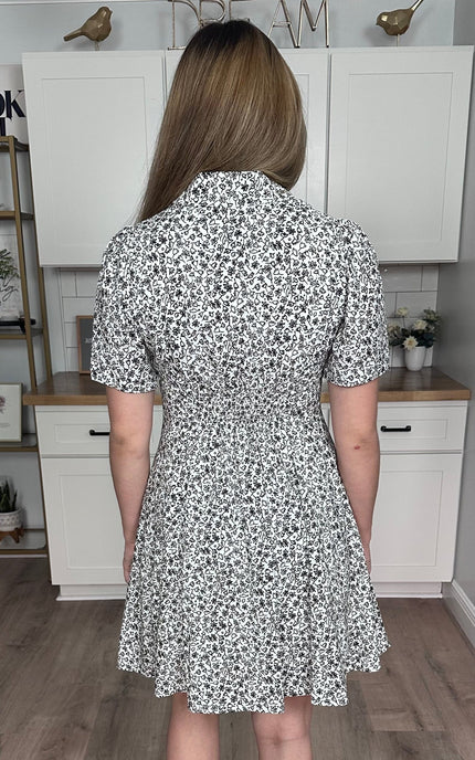 Partially smocked back waistband on Amelie button-down dress