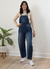 Barrel-Leg Denim Overalls — relaxed wide-leg overalls with classic bib front and adjustable straps from Justyna Grace Boutique.
