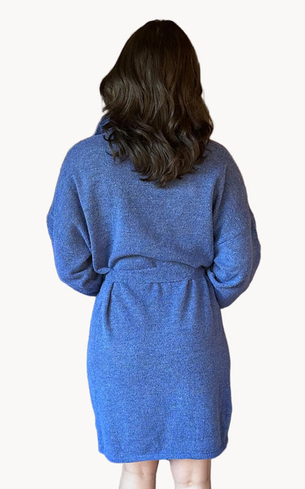 Relaxed knit tunic with removable belt and soft blended fabric