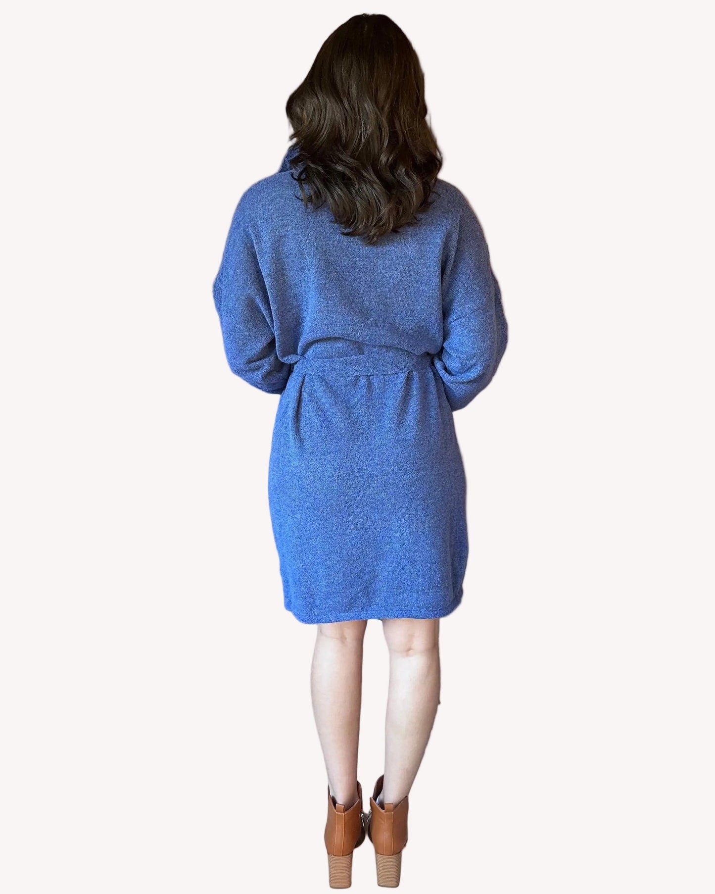 Relaxed knit tunic with removable belt and soft blended fabric