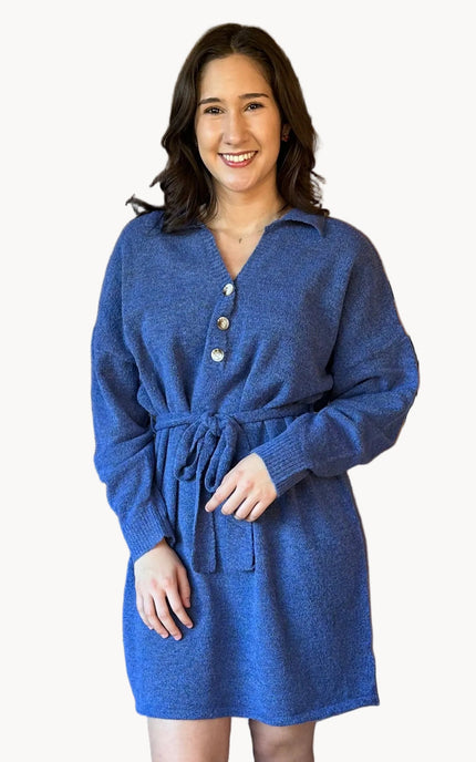 Relaxed knit tunic with removable belt and soft blended fabric