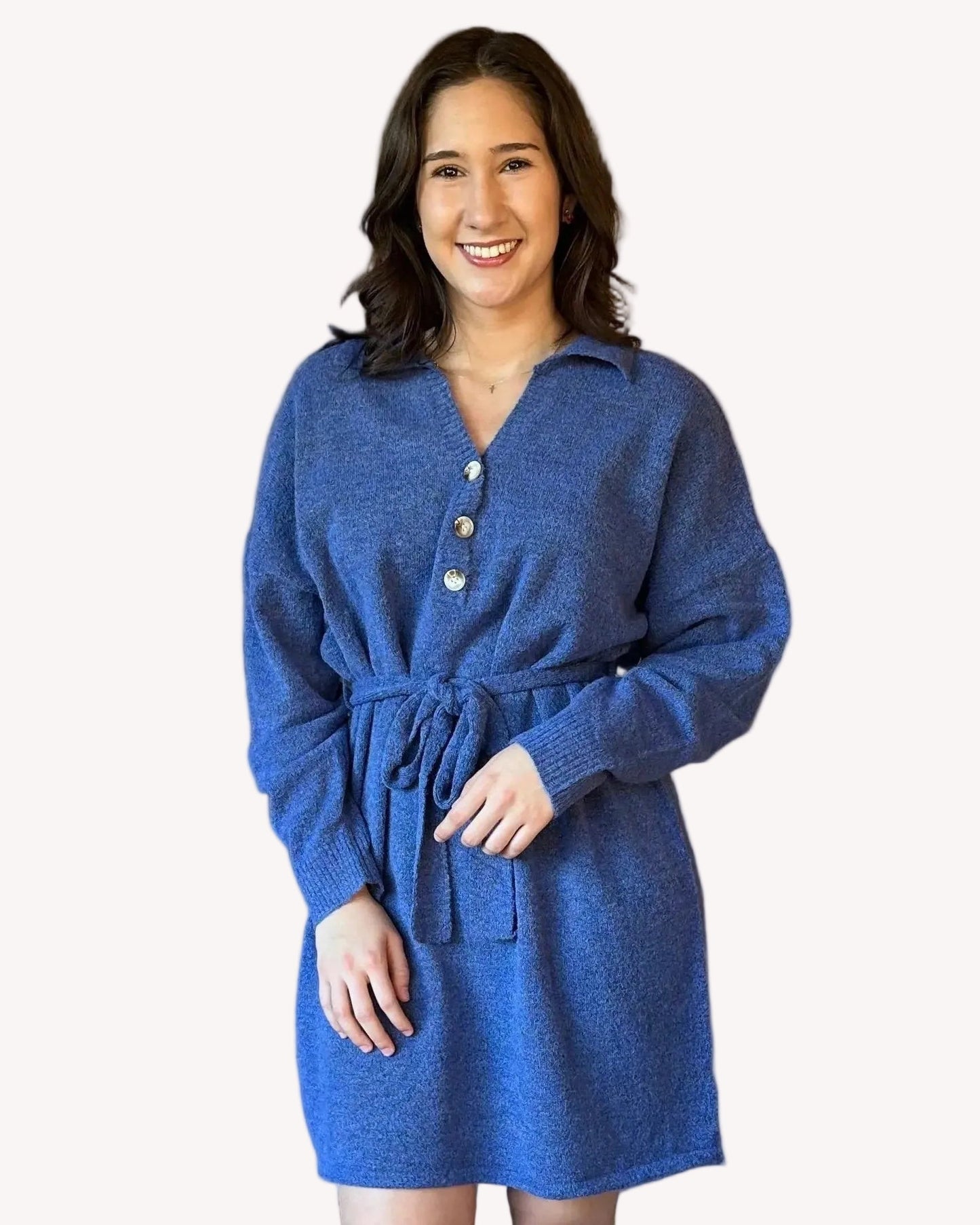 Relaxed knit tunic with removable belt and soft blended fabric