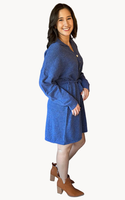 Removable belt detail on cozy longline knit tunic