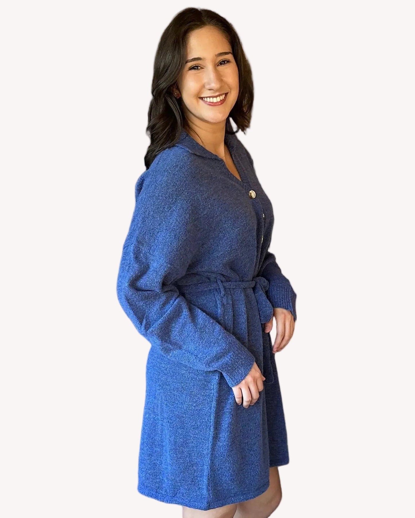 Removable belt detail on cozy longline knit tunic