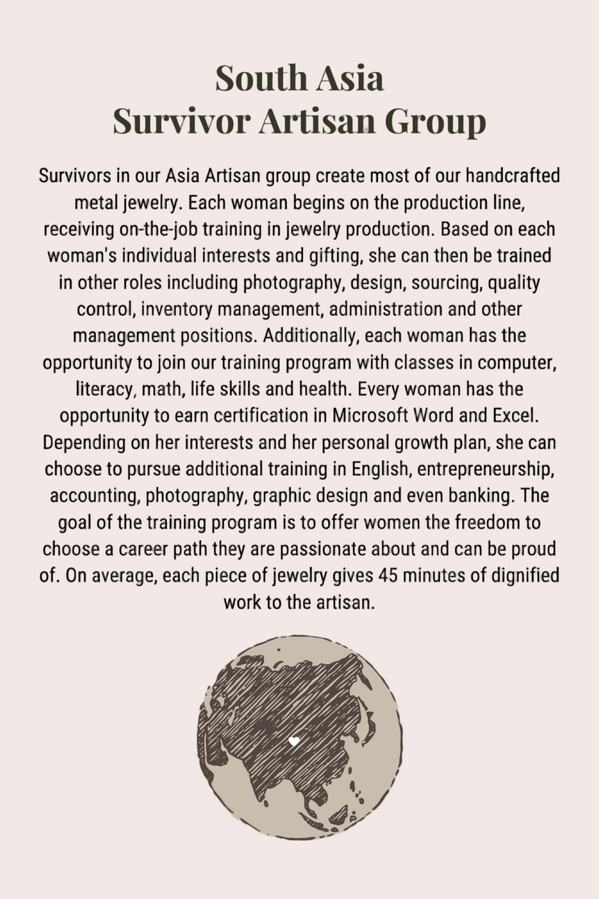 Bold in Spirit Bracelet — 14K gold-plated stainless steel bracelet engraved with “Fearless,” ethically made by survivors from Justyna Grace Boutique.