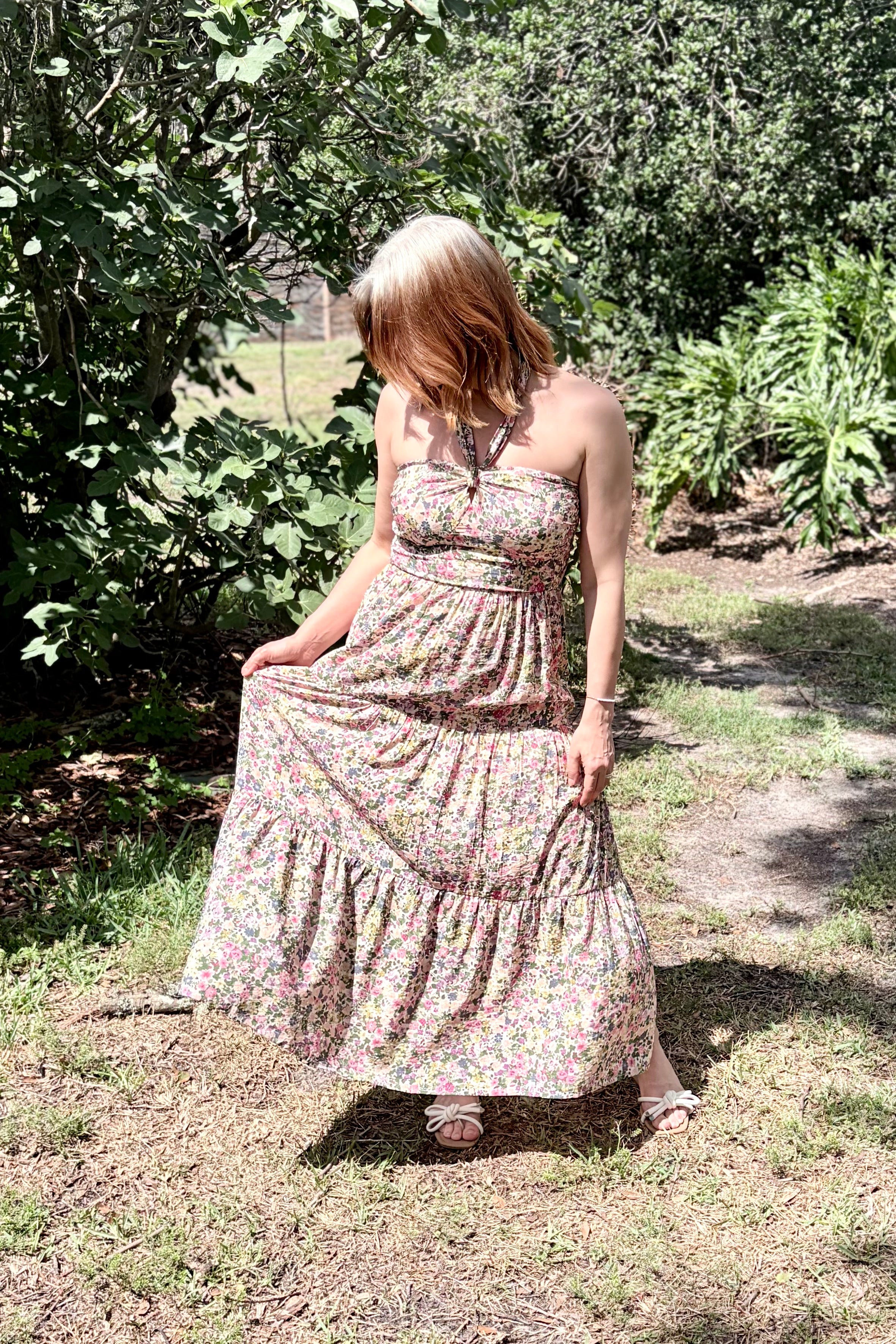 katrine flower maxi dress Catalina Floral Knot Tiered Maxi Dress