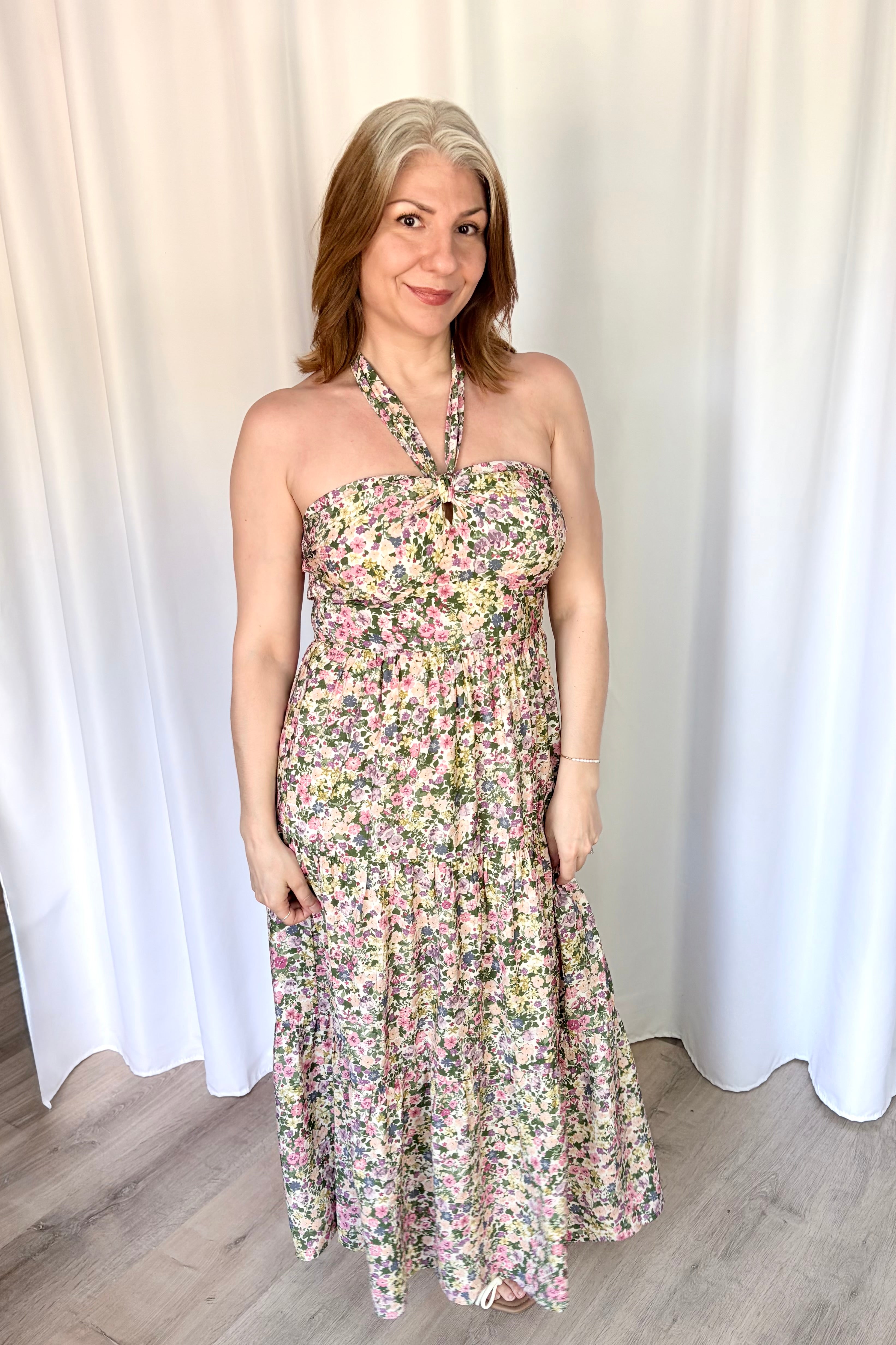 corey lynn calter gianna tiered maxi dress Catalina Floral Knot Tiered Maxi Dress