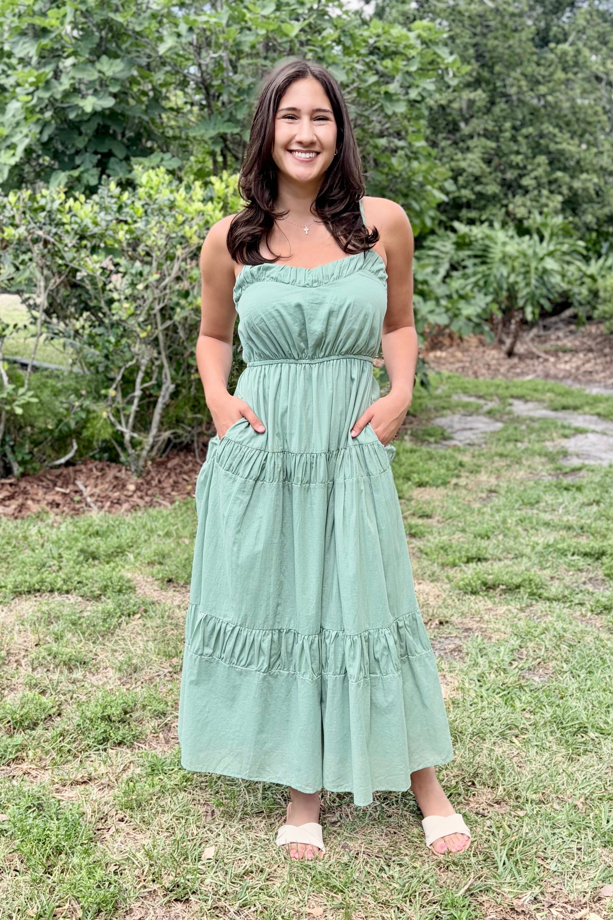 ヌキテパ　Cotton Voile Tiered Maxi Dress ミント Cotton Voile Tiered Maxi Dress | Pasand by ne Quittez pas | パサン