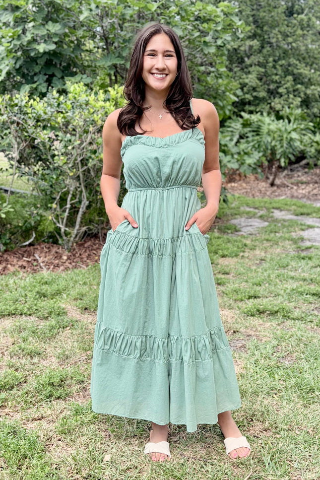 Cotton Voile Tiered Maxi Dress with Pockets - Lightweight & Flowy
