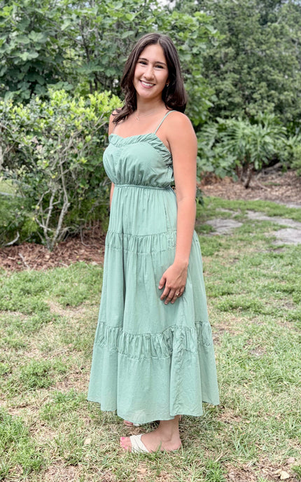 Fully lined 100% cotton sundress showing zero transparency and premium construction with a delicate ruffled waist seam.
