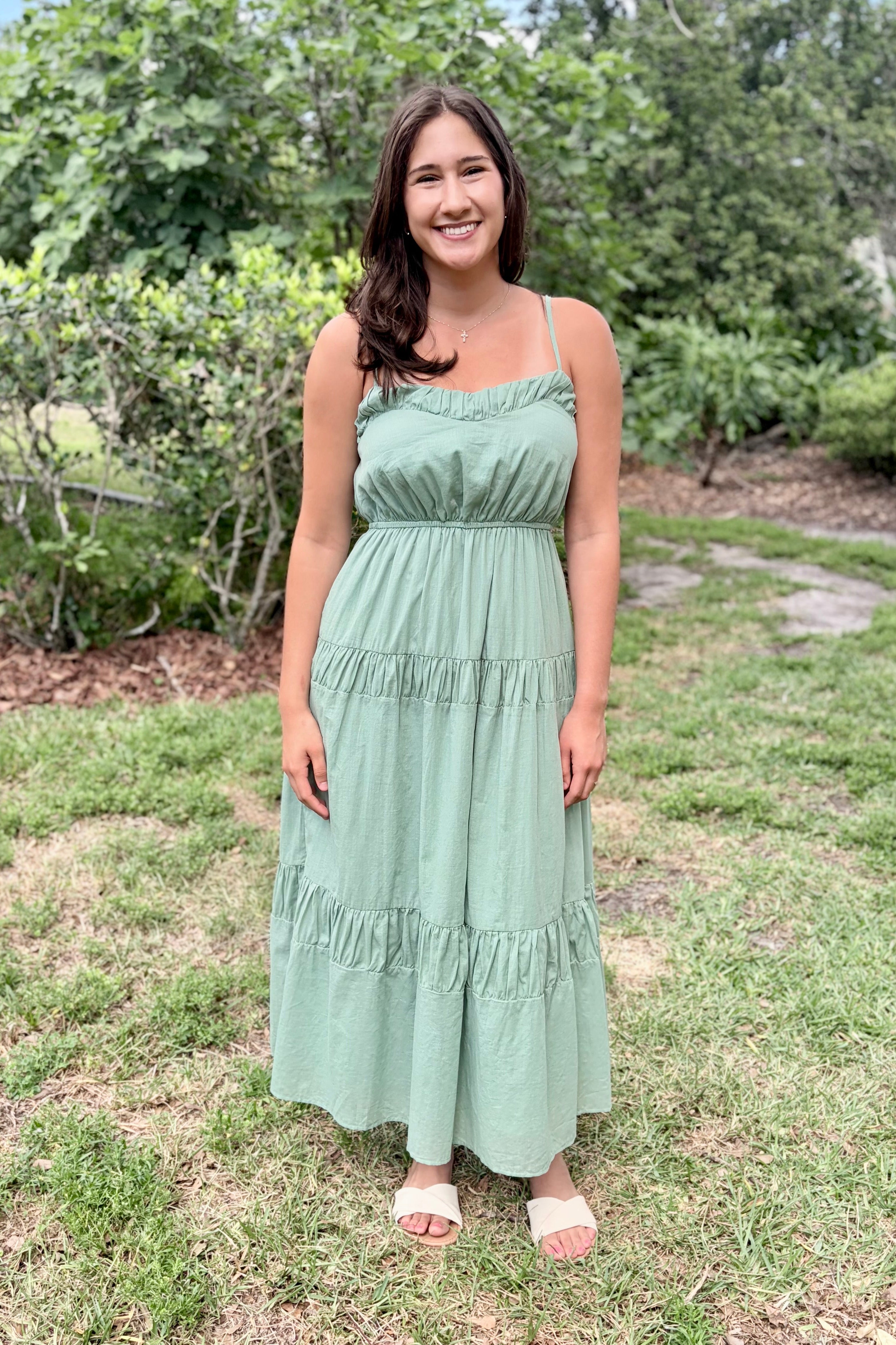 Cotton Voile Tiered Maxi Dress with Pockets - Lightweight & Flowy