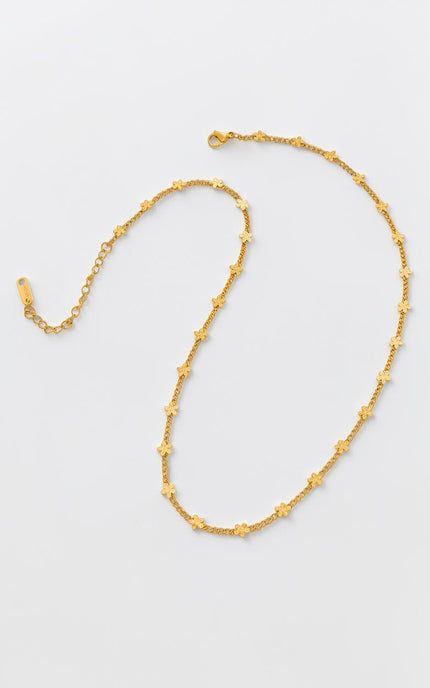 Minimalist daisy flower necklace showing 40 cm length with 4 cm extension