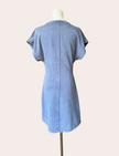 Terry mini dress in washed driftwood blue — casual feminine everyday style with tie waist from Justyna Grace Boutique