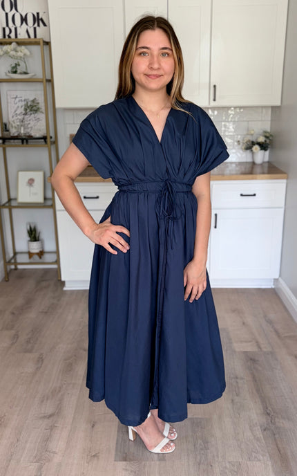 Front view of Estelle poplin maxi dress in breathable 100% cotton