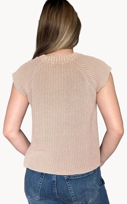 Back view of the everyday washed cotton sweater tee with easy, casual drape