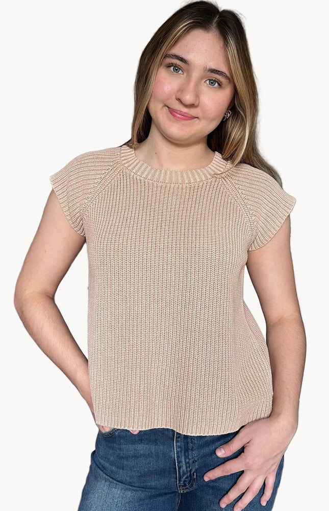 Everyday washed cotton sweater tee with relaxed fit and soft lived-in finish