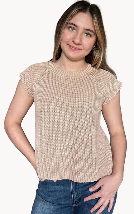 Everyday washed cotton sweater tee with relaxed fit and soft lived-in finish