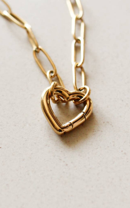 Faithful Heart Pendant — 18K gold-plated waterproof necklace with openable heart charm ethically made by survivors from Justyna Grace Boutique.