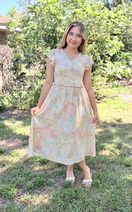 chinese dress ladies Garden Soirée Maxi Dress – Pink Multi Floral Linen Blend main image 0