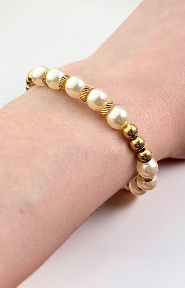 minimalist pearl bracelet gold accent beads everyday jewelry
