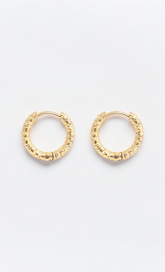 minimal textured hoop earrings gold stackable huggie style