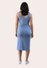 Haven Knit Dress — asymmetrical strap midi dress in soft cotton slub fabric from Justyna Grace Boutique.