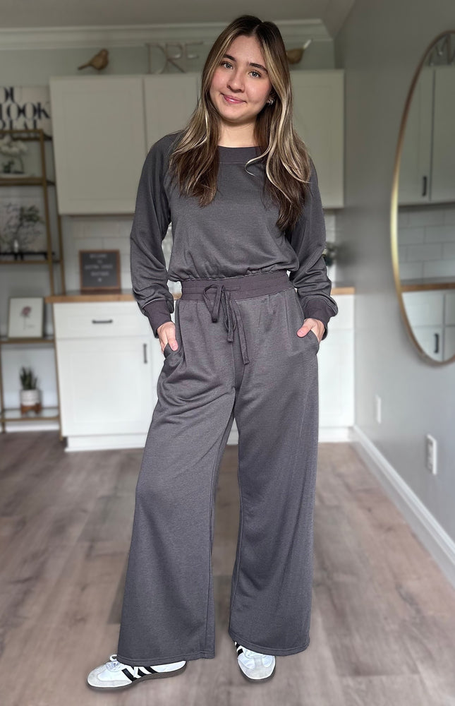 Juliet wide-neck knit jumpsuit with relaxed fit and soft stretchy fabric for an effortless one-piece look