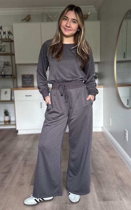 Juliet wide-neck knit jumpsuit with relaxed fit and soft stretchy fabric for an effortless one-piece look