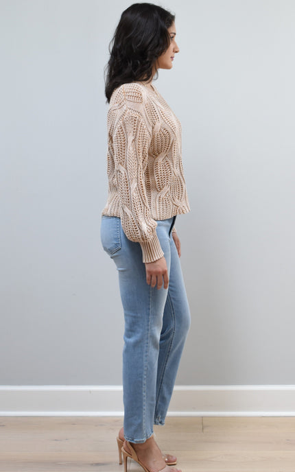 Side view of light-wash straight-leg jeans highlighting the mid-high 10.5” rise and smooth hip fit.
