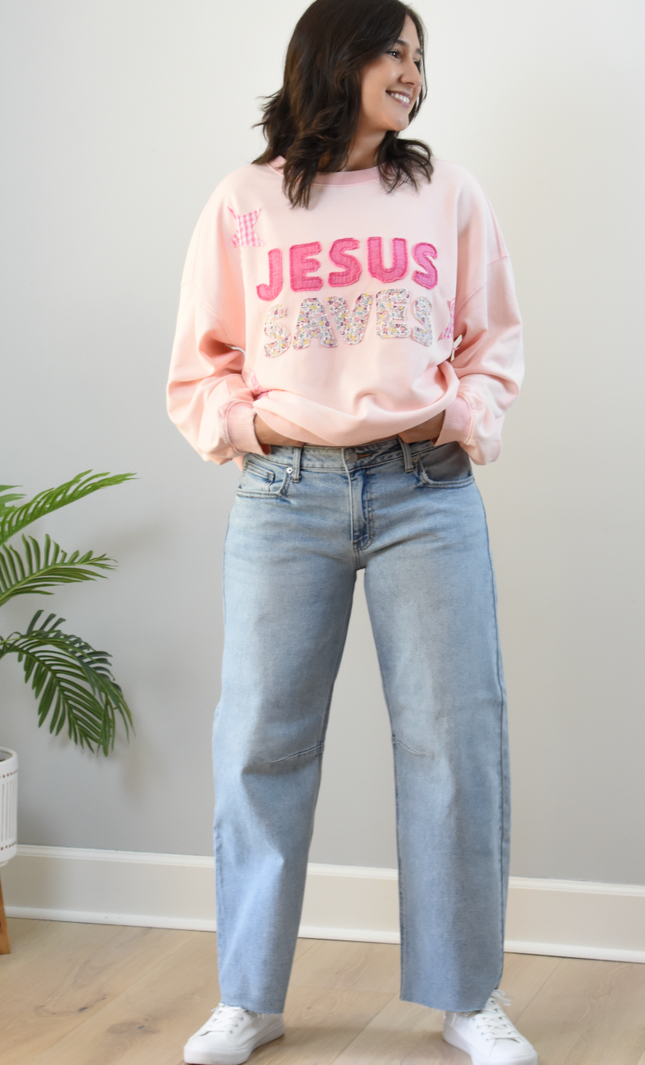 Light Wash Barrel Jeans — relaxed sculpted denim silhouette with mid rise from Justyna Grace Boutique.